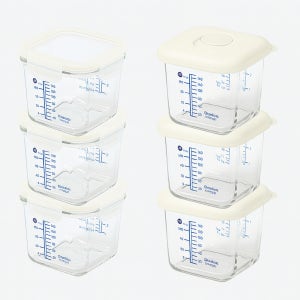 글라스락 베이비 이유식용기 270ml 6조세트 / 눈금표시 / 코코넛밀크 / 내열유리