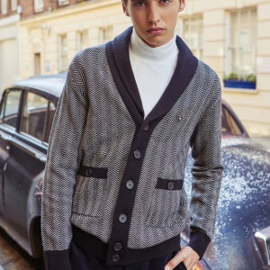 남성 헤링본 가디건BK