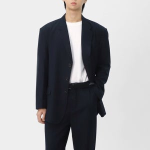 남성 캐주얼 핀스트라이프 테일러 자켓 오버핏 수트 정장 세트 BYM017