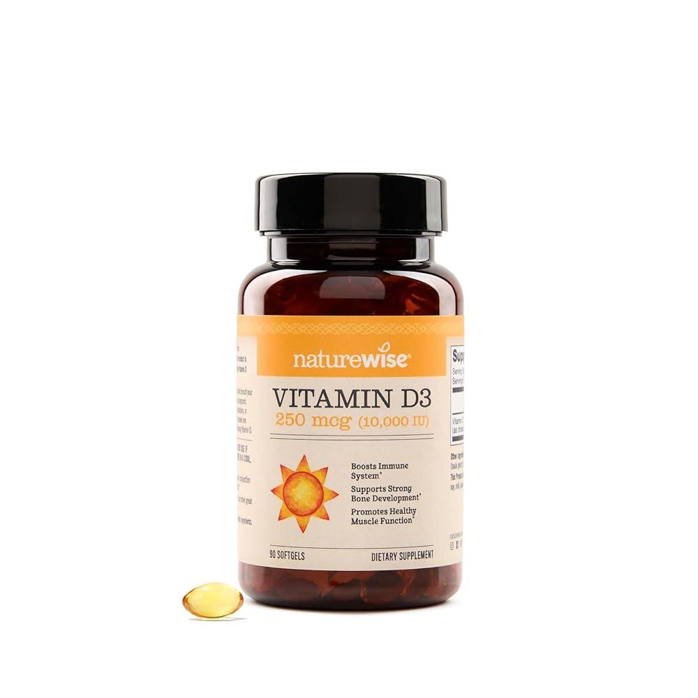 NatureWise 네이처와이즈 비타민 D3 4000 IU 프리 글루텐 냉압착 올리브 오일 캡슐 <b>옐로우</b> 360개 192030  10 000iu  90개(1팩)