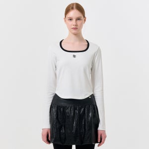 [제너럴아이디어] WOMAN GNRL 스퀘어 배색 롱 슬리브 티 [WHITE] / WBD4L01535