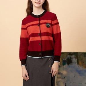 [기비] 브로치 컬러 배색 가디건 GY24A4FRG6975