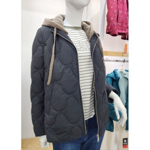 [올포유] 여성 물결퀼팅 니트 후드다운 점퍼_가볍고 따뜻한 머스코비다운_ALDJN9241