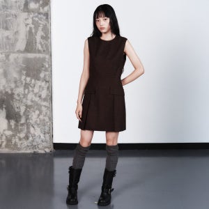 [구호플러스] Tuck Detail Sleveless Dress  Brown (KE5X71M03D)