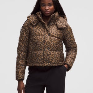 룰루레몬 여성 원더 퍼프 600 다운 필 크롭 재킷 프린트