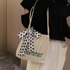 가방 라탄 여름 여성 가벼운 비치 숄더 백 크림 밀짚 썸머백 휴양지 왕골 여자