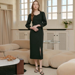 [룩캐스트] 리아 하트넥 원피스_블랙 / LEA HEART NECK ONEPIECE_BLACK