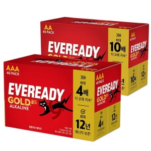 에너자이저 EVR 알카라인 건전지 AA 40입 + AA 40입 (총 80입)