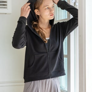 MJ_Zipper hoodie home jacket_BLACK