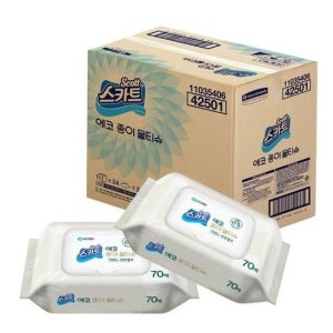 에코종이물티슈 스카트 유한킴벌리 캡형물티슈 70매다용도티슈 안심물티슈 대용량 42501