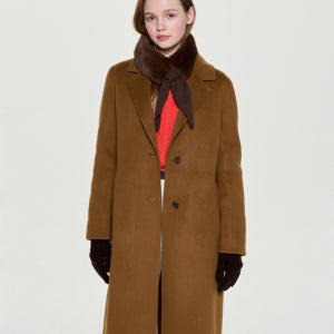 [헤지스 여성] 캐시미어 블렌디드 핸드메이드 싱글 롱코트 카멜 HSCO5DC01CM