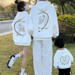 패밀리룩 가족 커플 룩 후드 라운드 티 여행 세트 단체 긴팔 시밀러룩 사진 의상 가족티 패밀리 촬영