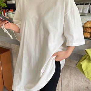 [문의폭주!] 도톰탄탄피치박시핏반팔티(2차 재입고)