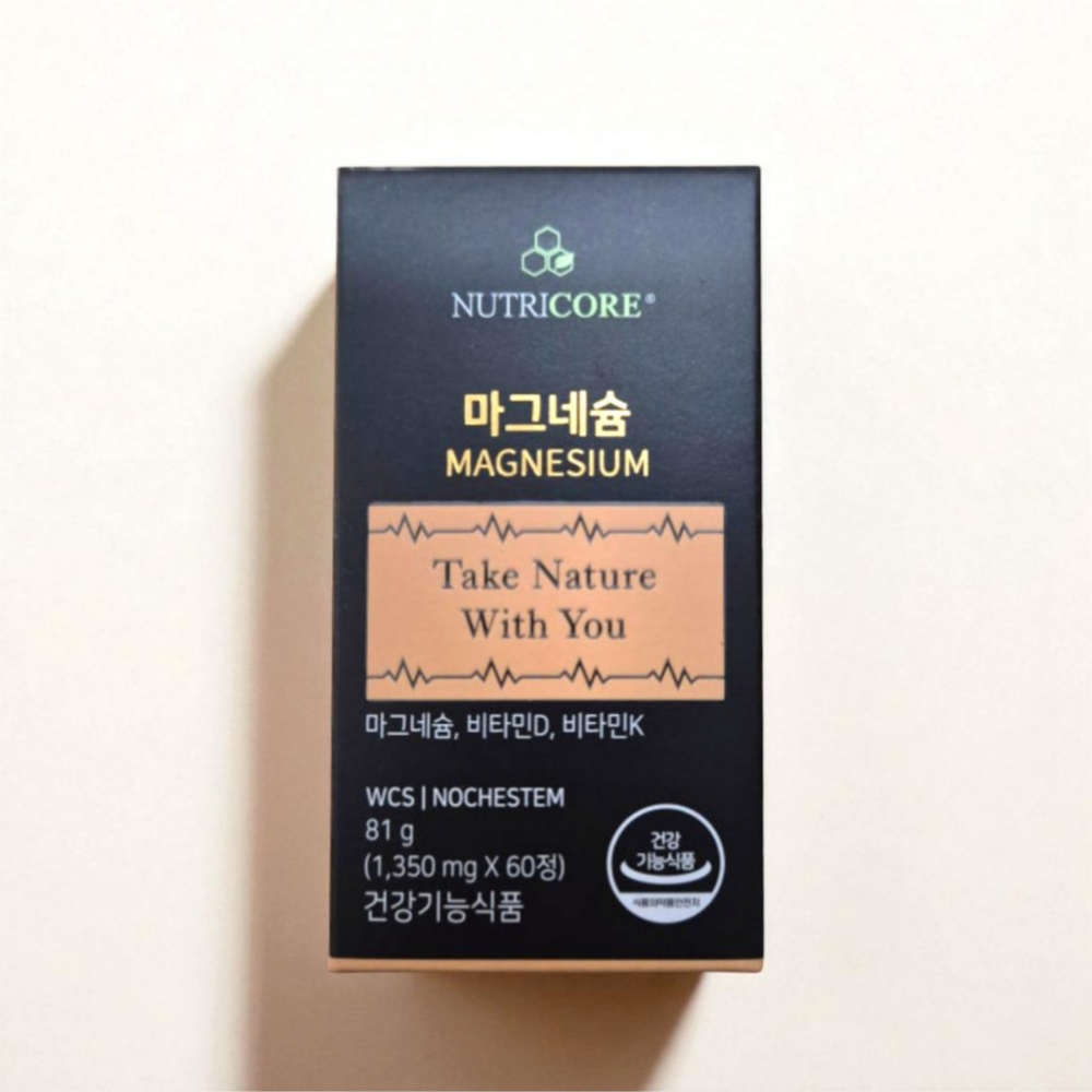 <b>뉴트리</b>코어 WCS 쌀 발효 마그네슘 영양제 비타민D 보충제 60정 1개