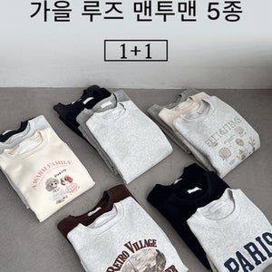 [1+1 / 톡톡두께감] 가을 루즈 맨투맨 5종 series1 (2장단위로 옵션 선택해주세요)