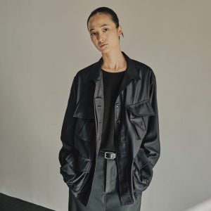 [이얼즈어고] WASHED WOOL SILK FATIGUE JACKET BLACK (EASY CARE)