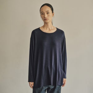 [이얼즈어고] DRAPERY WASHED LONG SLEEVE NAVY (EASY CARE)