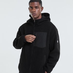 소로나 플리스 후드집업 자켓 블랙