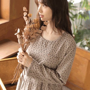 빈티지 잔꽃 이중거즈 원피스