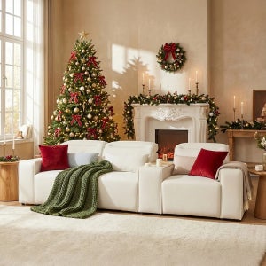 플렉스 리클라이너 모션 소파 슬라이드 4인용 패브릭 무빙소파+유무선충전 우퍼 홈바