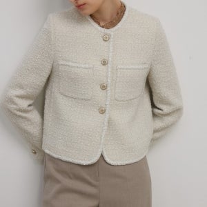 라운드넥 부클 트위드 자켓-P4G41WJK040