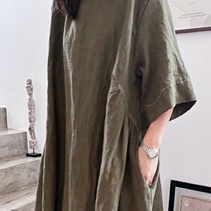 모카스 플레어 린넨 원피스