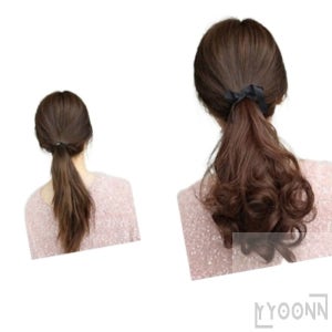 유니상점 웨이브 라이트브라운 포니테일 가발 2개 풍성한머리 긴머리가발 뒷머리가발