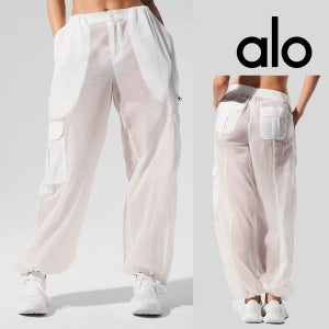 alo 알로 요가 바지 쉬어 게임 타임 조거 팬츠 화이트