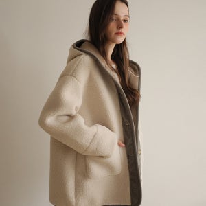 벨코 덤블 후드 배색 점퍼 [겨울 아우터,후드 점퍼,루즈핏,덤블 플리스,뽀글이,캐주얼,43710]