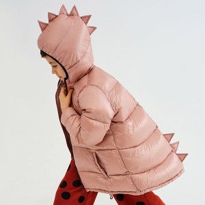 KUKUKID AW25[쿠쿠키드]파우더핑크 구스다운 디노 숏패딩-KK25KAOUT0005PPK