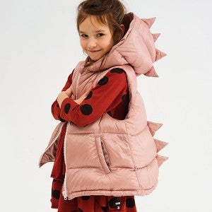 KUKUKID AW25[쿠쿠키드]파우더핑크 구스다운 디노 조끼 패딩-KK25KAOUT0010PPK