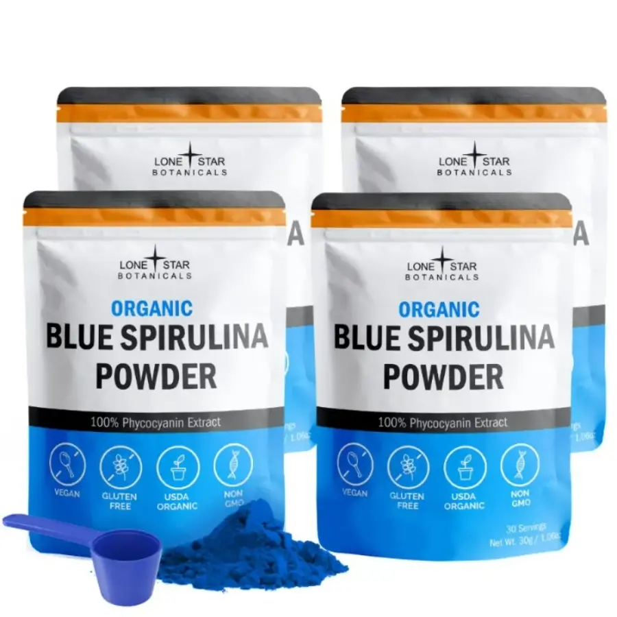 <b>스피루리나</b> <b>Spirulina</b> 엽록소 분말 가루 <b>파우더</b> 4팩