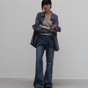 [밀리언코르] [오늘출발] 런던 워시드그린 세미 부츠컷 데님팬츠_7007-GR