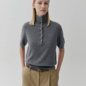 [페이스넌] BUTTON-UP HALF KNIT (GRAY) FN1FWKN001GY