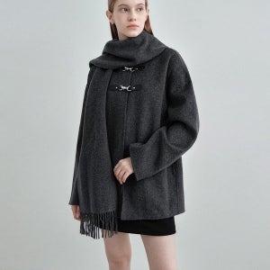 [몽돌] 울 캐시미어 핸드메이드 머플러 코트 차콜 MDCT016CHARCOAL