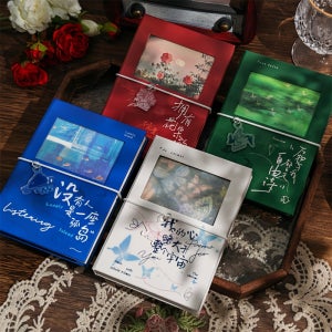 A6 두꺼운 하드커버 아트 투명 커버 노트북, 96매 고품질 휴대용 다이어리 선물 스티커 포함