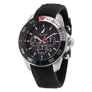 Nautica 남성용 NAPNOF303 원 재활용 스테인리스 스틸 팔찌 시계, 실버, 컨템포러리