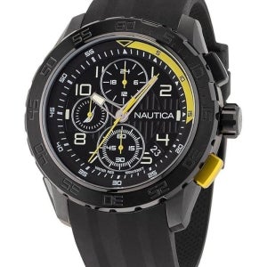 Nautica 남성용 NAPNSS305 NST 101 IP 블랙 재활용 (85%) 스테인리스 스틸 팔찌 시계, 블랙/블랙, 모던.