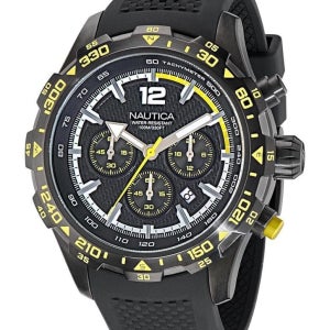 Nautica 남성용 NAPNSF301 NST 크로노 재활용 스테인리스 스틸 팔찌 시계, 실버, 모던.