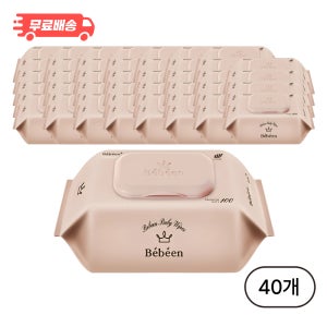 베베앙 오리지널 플러스 아기 물티슈 캡형, 55g, 100매, 40개