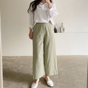 [하프클럽]여성 여름바지 쿨 와이드 스판팬츠 통바지 빅사이즈