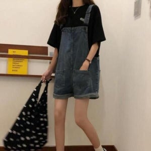 [오노마] ONM 바지 가을 나들이 반바지 멜빵 데님 원피스 하객