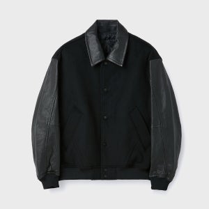 [커스텀멜로우] Black Varsity Jacket CWUAW25611BKX