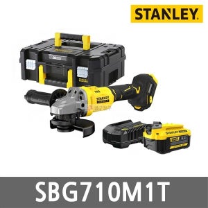 스탠리 SBG710M1T 충전 그라인더 20V MAX 4.0Ah 배터리 1개 125mm 슬라이드 스위치 M10 스핀들 브러쉬리스 무선