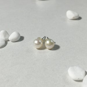 수줍은 7mm 천연담수진주 실버 귀걸이 승무원, 수줍은주얼리