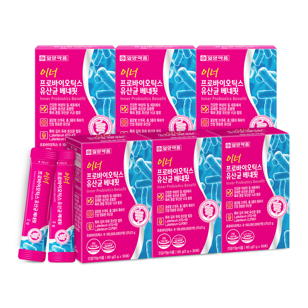 일양약품 <b>이너</b> 프로바이<b>틱스</b> 여성 질유래 유산균 임산부 6박스 6개월분