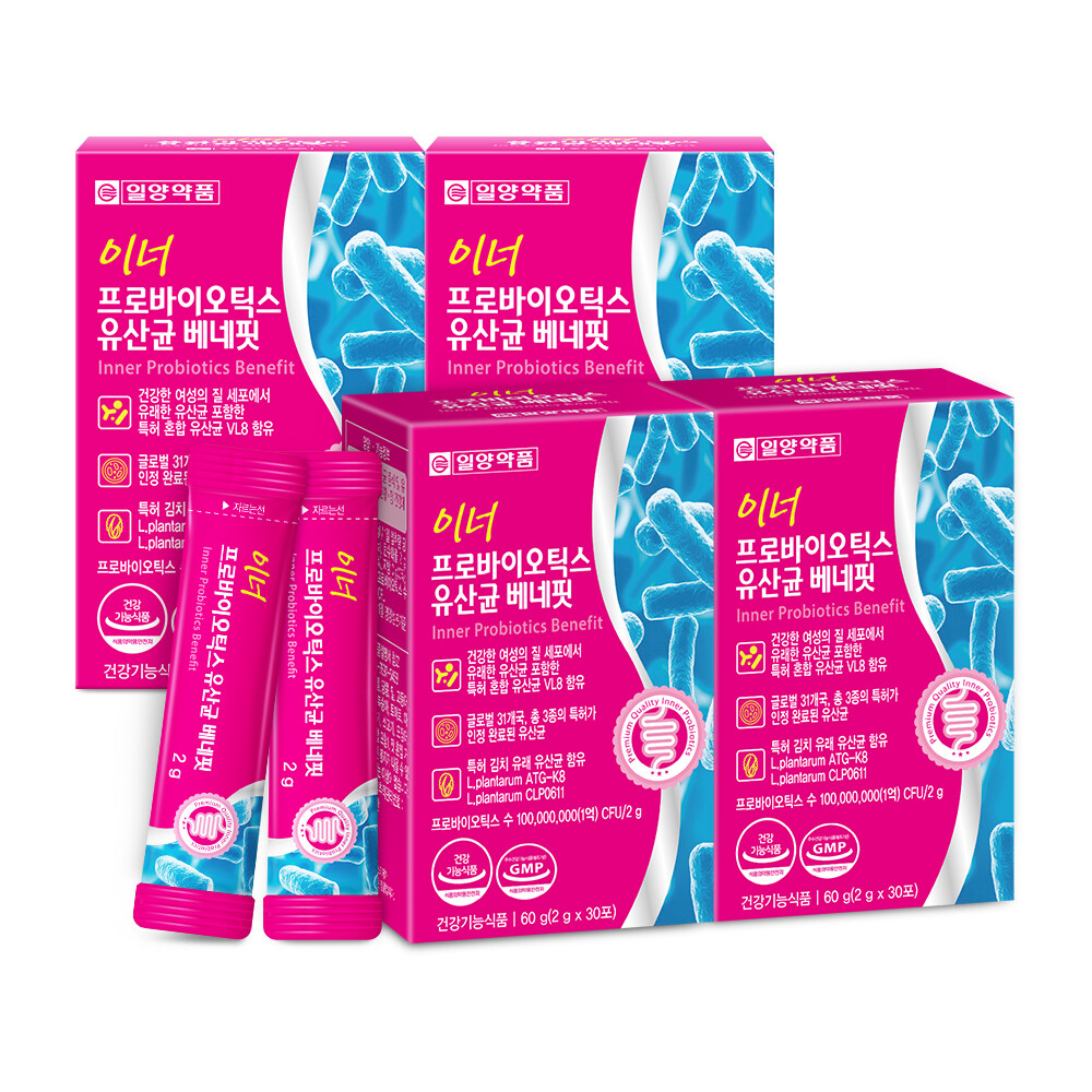 일양약품 <b>이너</b> 프로바이<b>틱스</b> 여성 질유래 유산균 임산부 4박스 4개월분