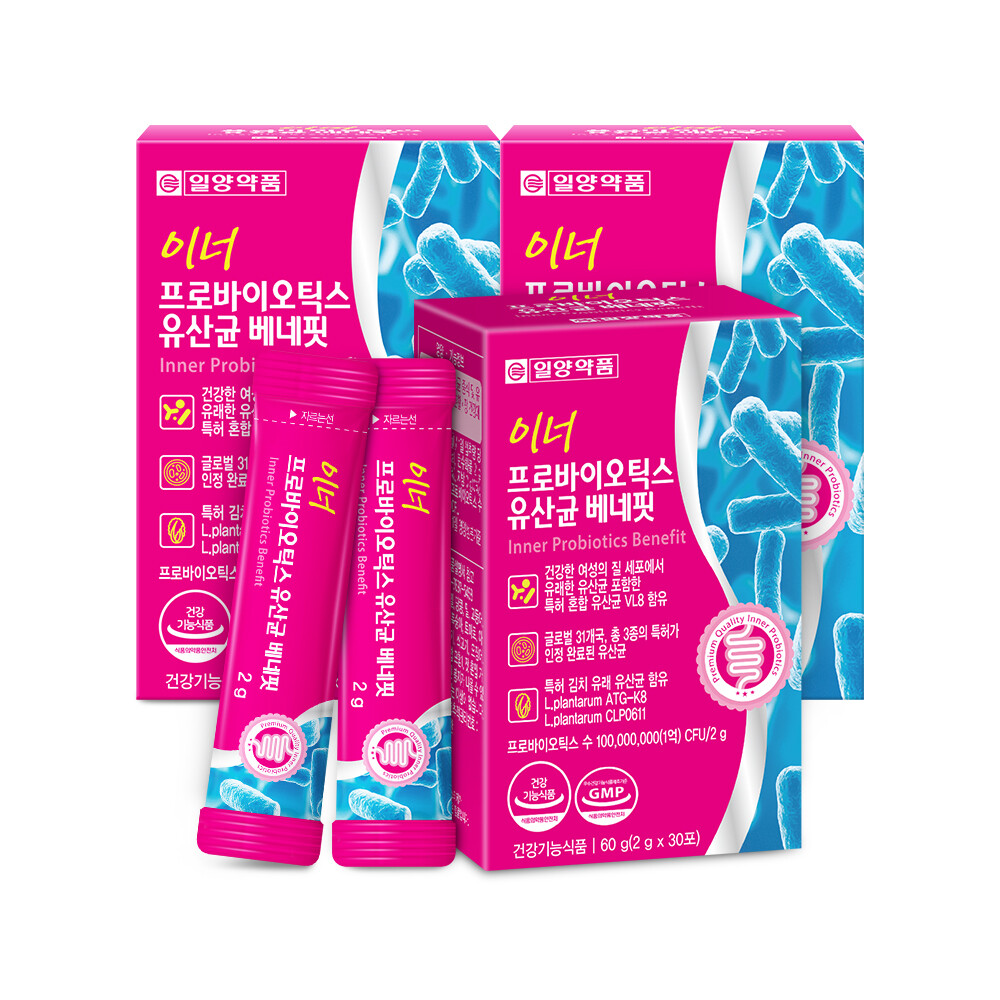 일양약품 <b>이너</b> 프로바이<b>틱스</b> 여성 질유래 유산균 임산부 3박스 3개월분