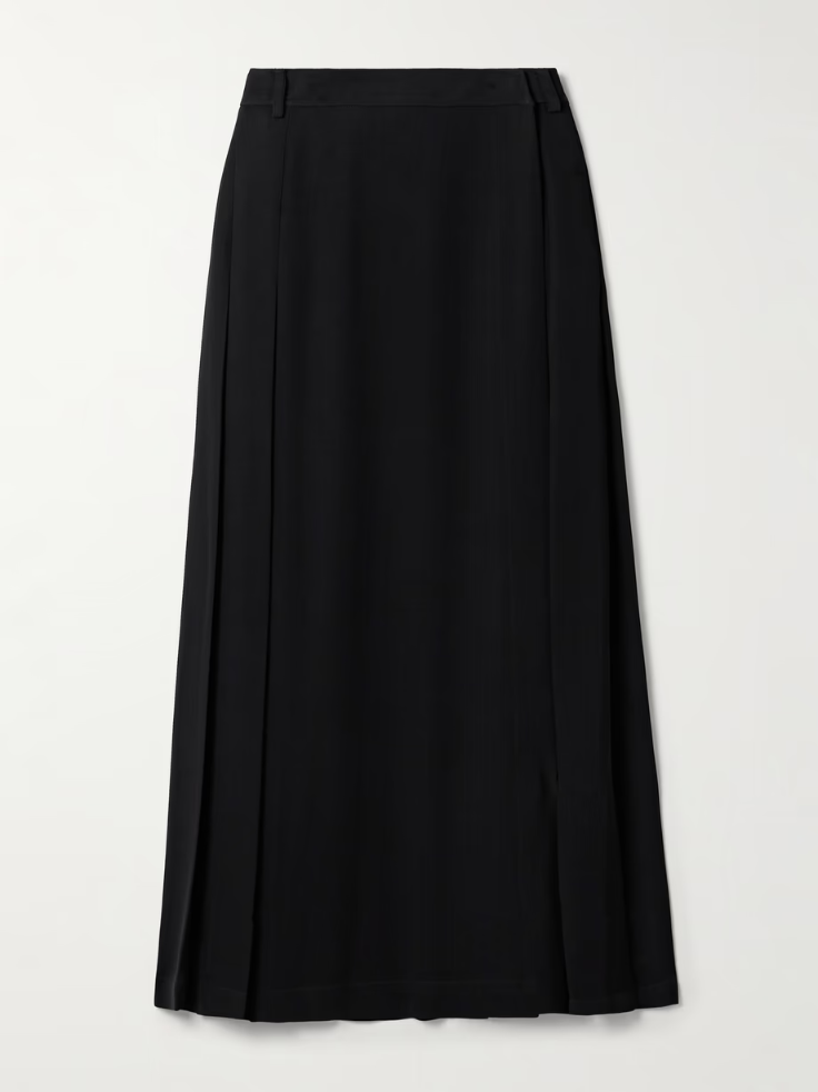 토템 스커트 TOTEME Pleated crepe maxi wrap-effect skirt 46376663162898806