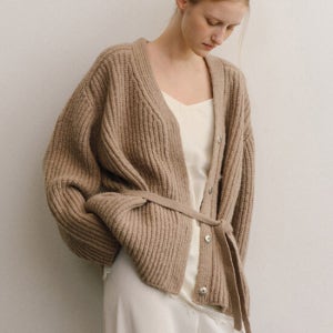 오브베이지 Nest Bulky Belted Cardigan_Brown_Oe3c2mcd90brw